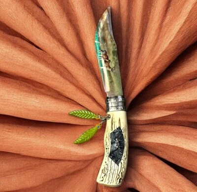 Небрендированный нож из нержавеющей стали с оленьим лезвием и фиксированным лезвием из рогов оленя  - Изображение 1 из 4