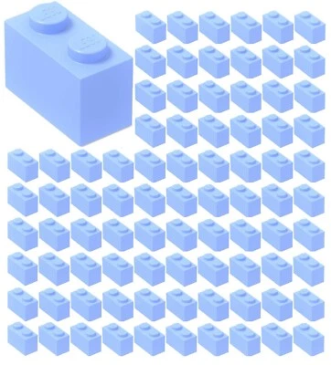 ☀️100x NEW LEGO 1x2  BRIGHT LIGHT BLUE Bricks #3004 BULK Parts Building WATER - Image 1 of 2