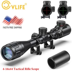 CVLIFE 4-16x44 Rifle Scope Red/Green Illuminated With Sunshade & 20mm Ring Mount - Picture 1 of 12