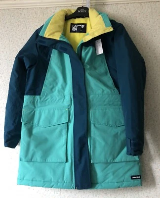Lands End Blue Colour Block Hooded Jacket, XS - Image 1 of 4