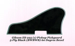 ES-225 Pickguard 5-Ply Black 1-PU 60 Degree made for Gibson Project W/Mounts NEW - Picture 1 of 3
