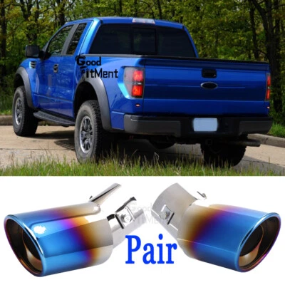 2x Car Stainless Steel Rear Exhaust Pipe Tail Muffler Tip For Ford F-150 Pickup Foto 1 de 4