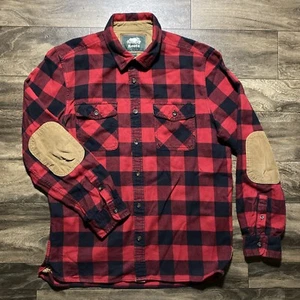 Roots Canada Shirt Buffalo Plaid Lumberjack Flannel Corduroy Elbow Patch Mens XL - Picture 1 of 13