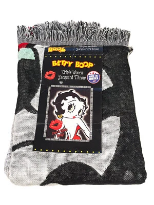 Betty Boop Woven Throw Blanket 46" × 60"  Love & Kisses Betty Blowing Kiss  NEW - Image 1 of 4