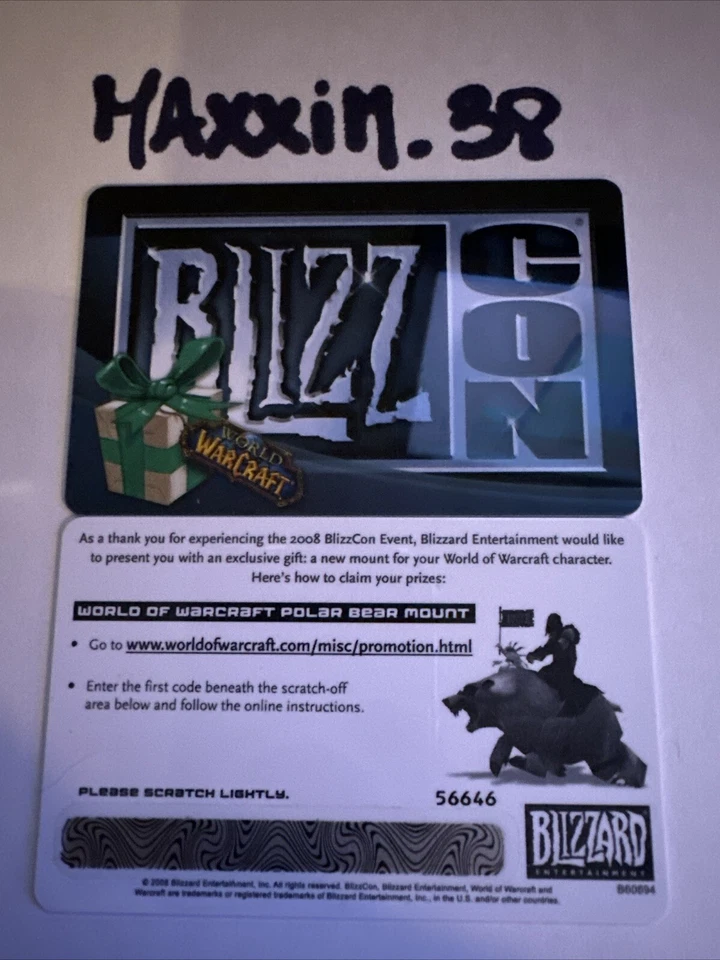 BlizzCon 2008 - WoW Eisbärenhalterung Beutekarte unscratched - Bild 1 von 1