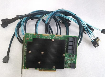 1set LSI SAS 9300-16I 12GB/S HBA BUS ADAPTER CARD IT Mode 4*SFF-8643 SATA Cable - Image 1 of 4