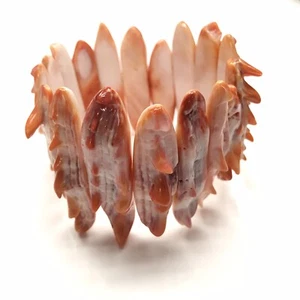 7,5 pulgadas - Pulsera drusa natural naranja y rojo con cáscara de ostra espinosa, NUEVA HAZLO TÚ MISMO - Imagen 1 de 11