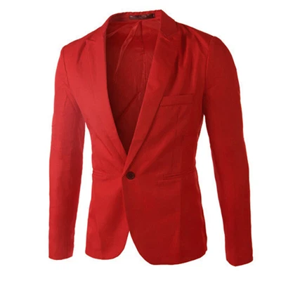 Mens One Button Blazer Slim Fit Formal Business Suit Jacket Casual Tops Coat ☆ ♡ - Image 1 of 4