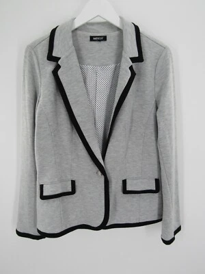 Chaqueta Blazer Metrostyle M 10 Gris Negro Borde Suave Plateado Metal Un Botón Foto 1 de 4
