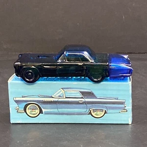 Vintage Avon Thunderbird 55 Deep Woods After Shave Car Decanter Blue Glass Decor - Picture 1 of 11