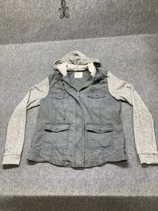 Mudd Denim Kapuzenjacke Damen Größe L grau langarm durchgehender Reißverschluss - Bild 1 von 9