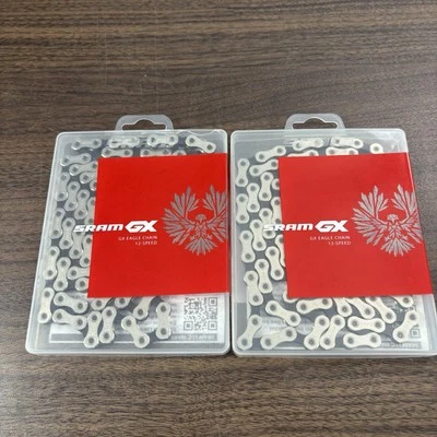 Sram GX Eagle corrente 12 velocidades 126 elos prata cinza Powerlock pacote com 2 - Imagem 1 de 3