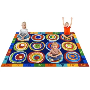 Classroom Rug 12 Circle Seats Kids Rug Carpet ABC Alphabet Educational Baby P... - Picture 1 of 8