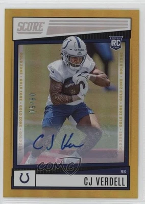2022 Score Rookies Gold Zone Signatures /50 CJ Verdell #392 Rookie Auto RC - Image 1 of 2