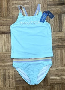 Nautica Girls 2 Piece Turquoise Rainbow Strap Swimsuit Set Sz XL (16) - Picture 1 of 9