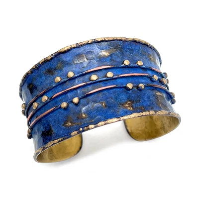 Brazalete de latón azul pastel oscuro pátina Foto 1 de 4