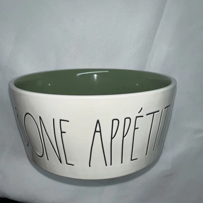 Rae Dunn BONE APPETIT Dog Dish Large 8” Pet Bowl Artisan Collection Ceramic #70 - Image 1 of 3