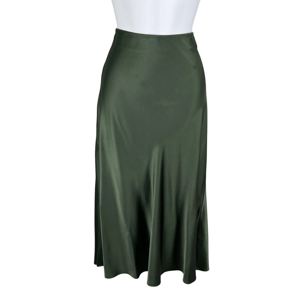 Falda midi Quince para mujer L Holiday verde lavable 100 % seda fluida bosque hada Foto 1 de 4