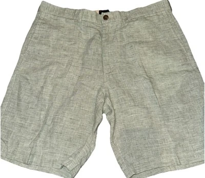 Pantalones Cortos J.Crew Para Hombre 100% Lino Rayas Verde Crema Talla 34 Entrepierna 9” Foto 1 de 4