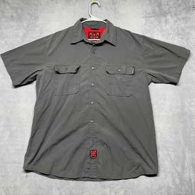 Camisa Independent Truck Company Para Hombre Grande Gris Malla de Algodón Forrada con Botones Foto 1 de 4