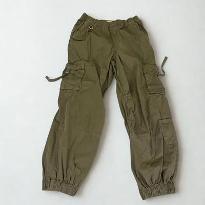 Pantalones de chándal cargo para mujer grandes verde oliva cintura elástica puños utilitarios bolsillos Foto 1 de 4