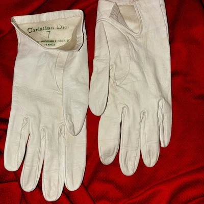 GUANTES CHRISTIAN DIOR Vintage Marfil 100% Seda Niño Niño Talla 7 Hechos en Francia Foto 1 de 4