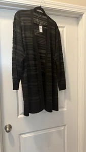 Cárdigan suéter Verve Ami para mujer talla 2X negro frente abierto mangas largas - Imagen 1 de 7