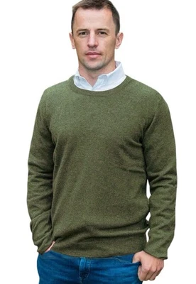 Suéter 100 % verde musgo estilo esmeralda para hombre talla XXL lana de corderos ingleses al aire libre Foto 1 de 4