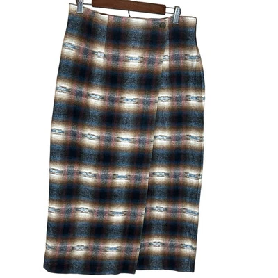 Express No. 4 Jeans Vintage Multicolor Lana Occidental Falda Envolvente Italia Talla 13/14 Foto 1 de 4