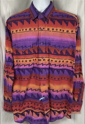 Vintage Panhandle Slim Western Shirt Mens 17x35 Aztec Cowboy USA Made 90s - Image 1 of 4