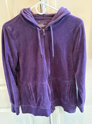 Sudadera con capucha morada de terciopelo talla mediana TG Tek Gear para mujer.  Nuevo sin etiquetas Foto 1 de 4