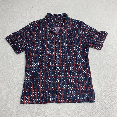 Camisa masculina Todd Snyder Albiate pequena azul vermelha estampa de dados colarinho acampamento algodão - Imagem 1 de 4