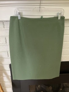 Akris Punto Wool Blend Pencil Skirt Women's Size 16 Green Career Professional - Picture 1 of 8