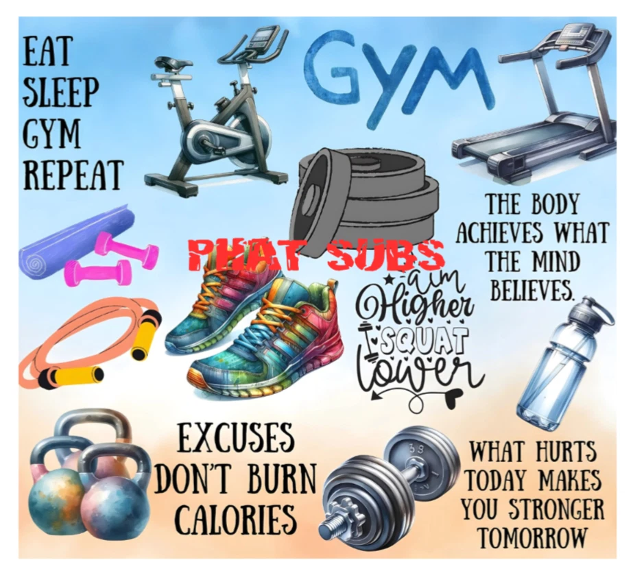 20oz Sublimation Tumbler Wrap Gym Ready To Press Heat Transfer - Image 1 of 1