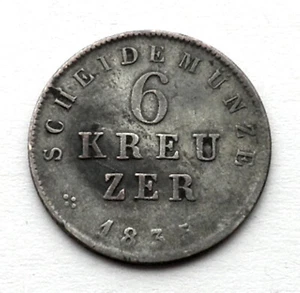 GERMAN STATES, HESSE-DARMSTADT 6 KREUZER 1835 Silver KM#297 Ludwig II. O9.3 - Picture 1 of 2