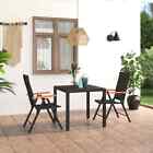 Garden Dining Set 3 Piece Black and Brown Patio Table Chairs Furniture vidaXL 