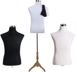 Male Dress Form Torso with Blond Wood Stand and Jerseys - Picture 1 of 2