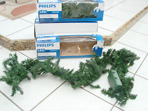 Phillips LED Garland 6" cordless Warm White Timer in &outdoor evergreen lot of 3