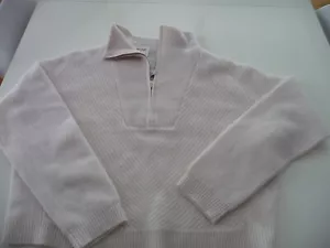 JOIE RARO MAGLIONE 100% CASHMERE BOXY VANIGLIA/CREMA QUARTO ZIP FINTO COLLO NUOVO L - Foto 1 di 8