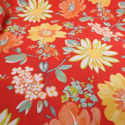 Large Floral Print Upholstery Weight Fabric Red 3/4" Yard 27"x45" Pillows Covers - Image 1 of 3
