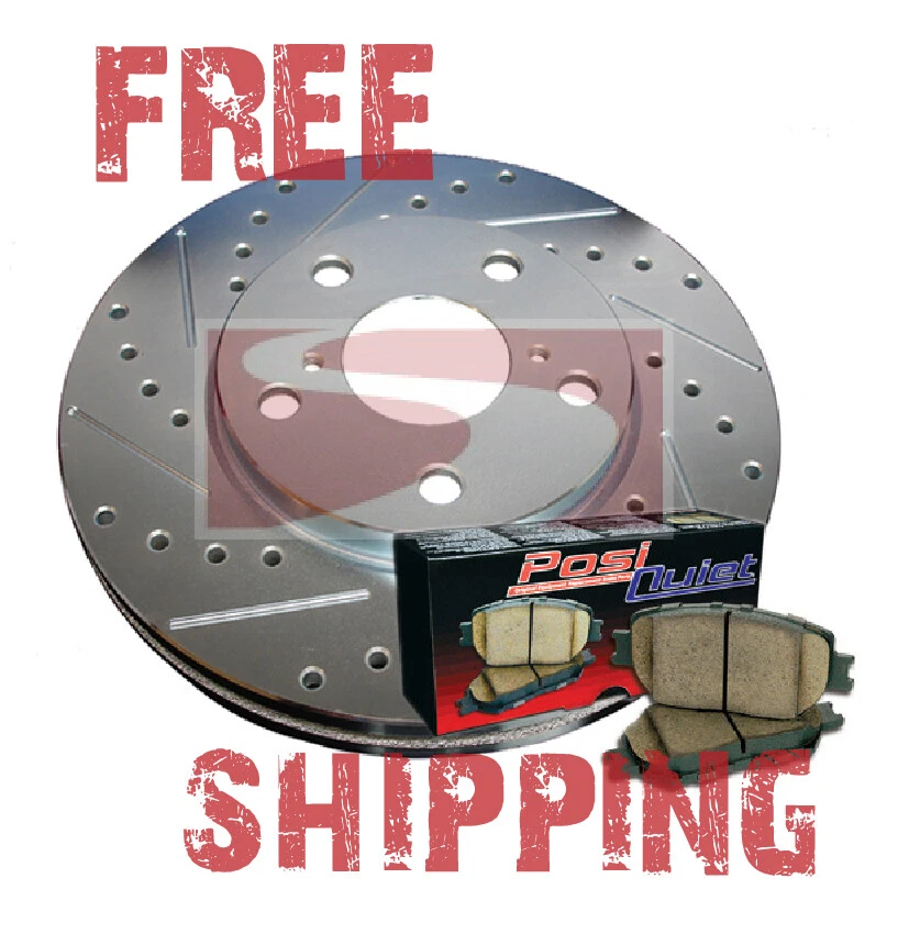 GMC Jimmy 2WD 92-95 FRONT Drill Slot Brake Rotors + Ceramic Pads - Image 1 of 1