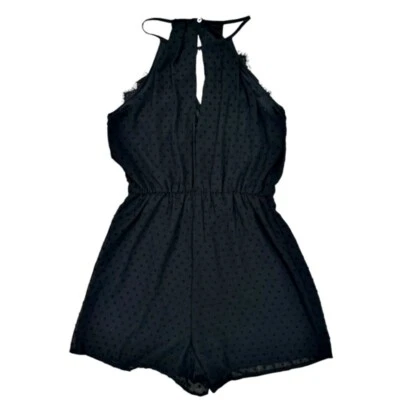 Mi Ami Black Romper Short Size S Swiss Dot Halter Festival Flirty Summer VACAY - Image 1 of 4
