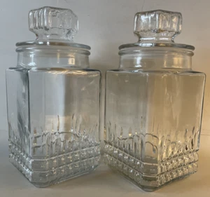 Set of 2 Vintage KOEZE Apothecary Canister Clear Glass Jars with Lids 9”T - Picture 1 of 8
