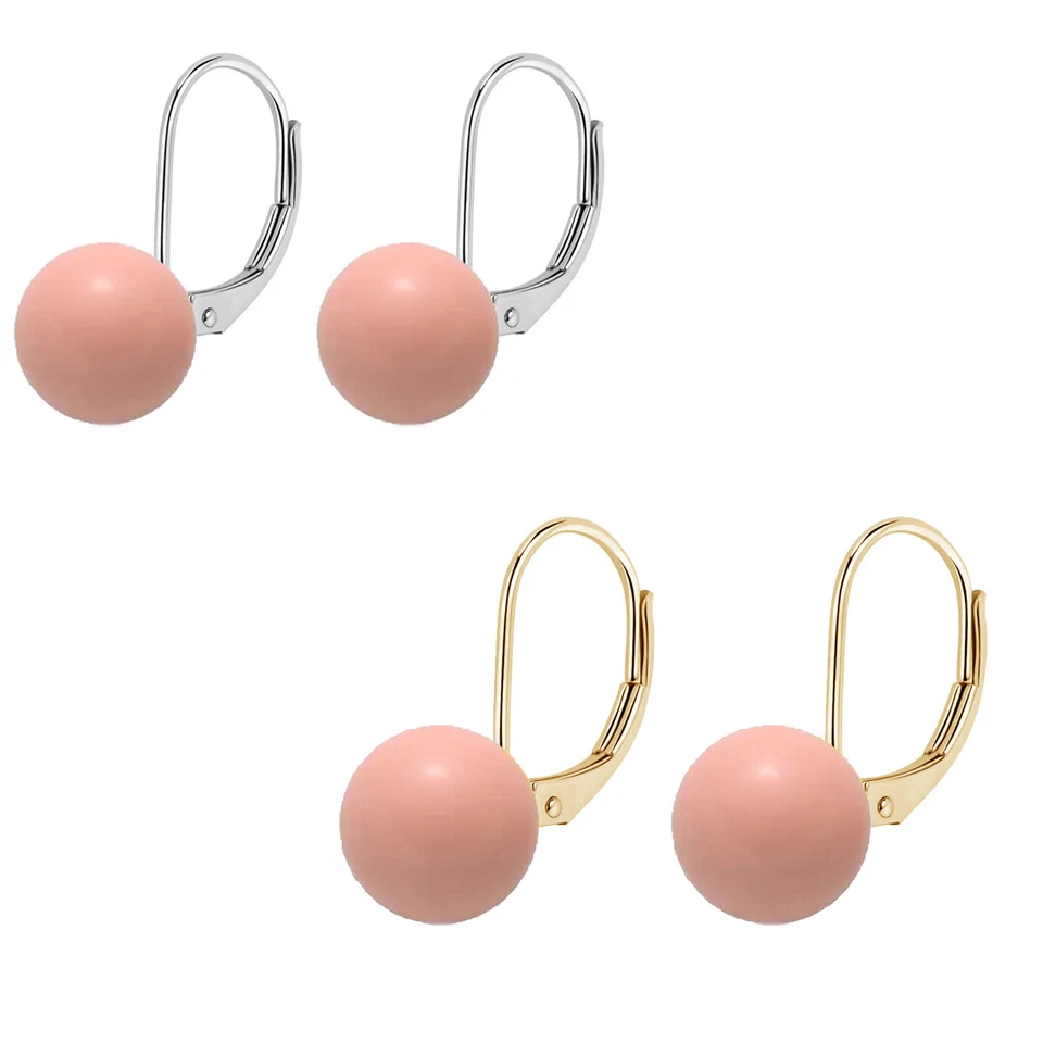 Orecchini monachella pendenti pasta corallo rosa e argento 925 dorato o rodiato - Immagine 1 di 1