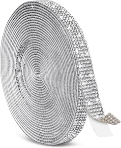5 Yards Self Adhesive Rhinestone Ribbons, Sliver Rhinestone Strips, Diamond Crys - Picture 1 of 12