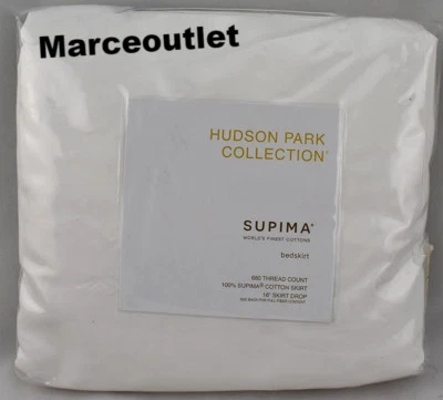 Falda de cama Hudson Park 680 hilos Supima algodón satén KING blanca Foto 1 de 3