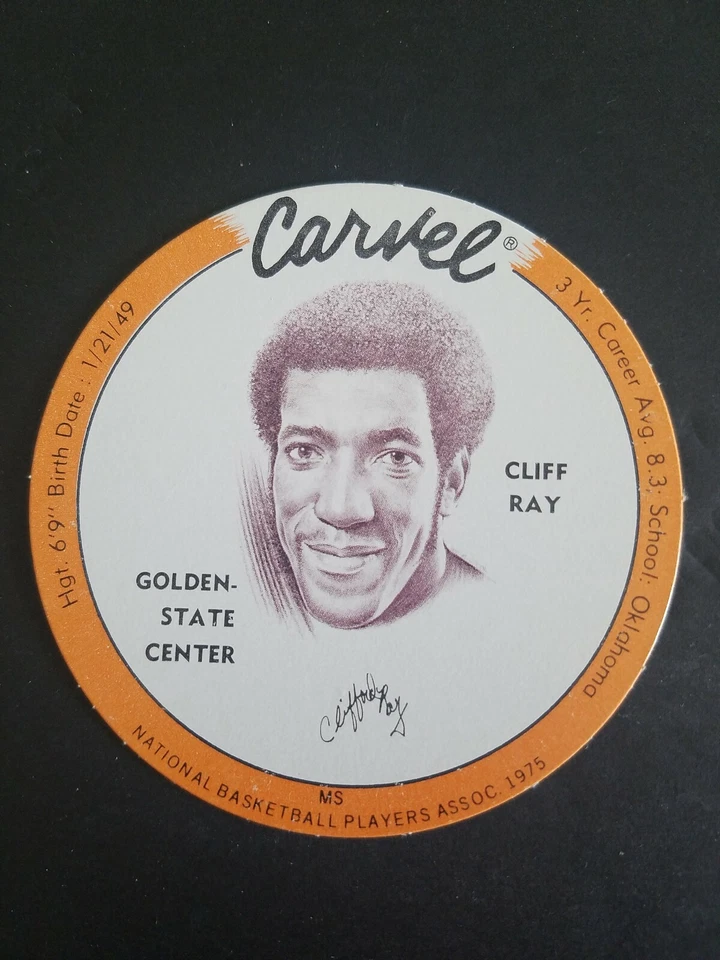 1975 CARVEL BASKETBALL DISC CLIFF RAY GOLDEN STATE WARRIORS MINT COND! ORANGE - Image 1 of 1