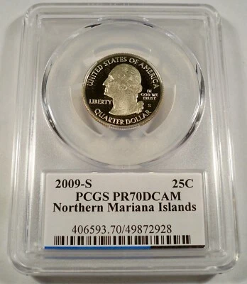 2009-S 25c CLAD PCGS PR70DCAM NORTHERN MARIANA QUARTER PROOF DEEP CAMEO PR 70 DC - Image 1 of 3