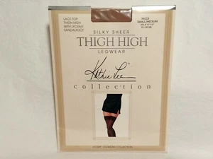 Vintage Kathie Lee Thigh High Lace Top Pantyhose, Nude Sandalfoot Small/Medium - Picture 1 of 4