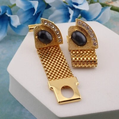 Gemelos envolventes de malla de zafiro y diamantes de imitación simulados Black Star Foto 1 de 4